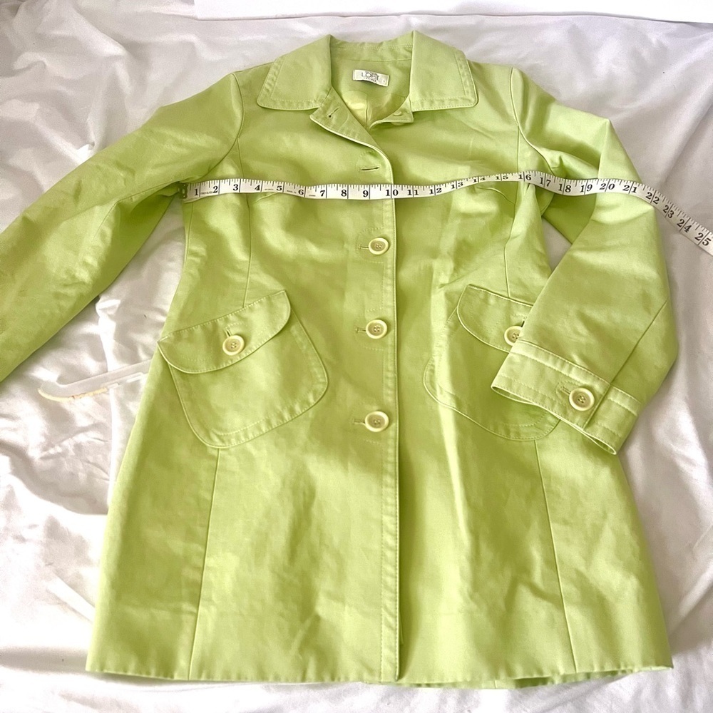 Ann Taylor loft pea coat green lime water resistant material petite - Picture 7 of 12
